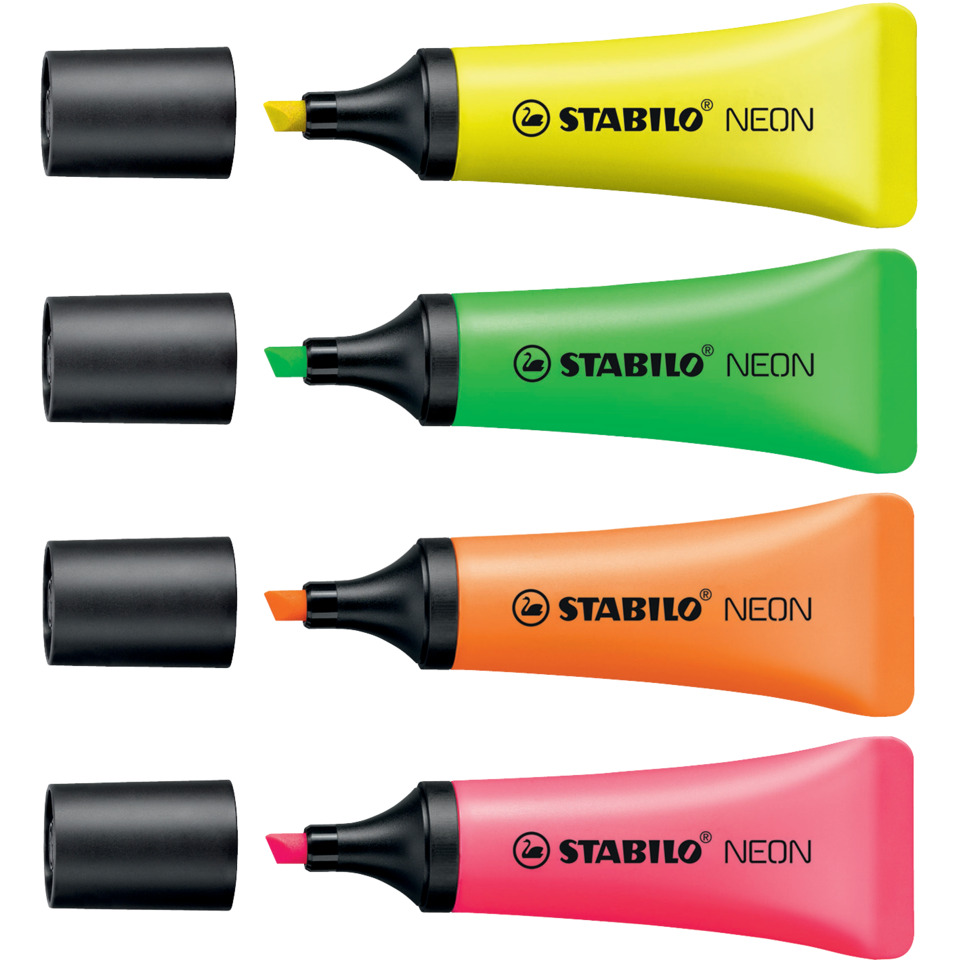Highlighter, Neon Farben, Markerstift, Textilfarbe, Farbmarker