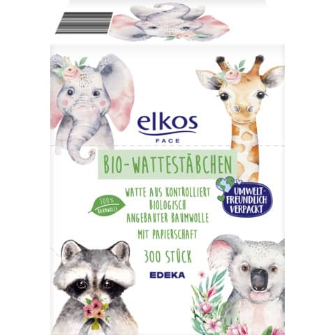 BIO Wattestäbchen weiß   300 Stück ELKOS 4506945009