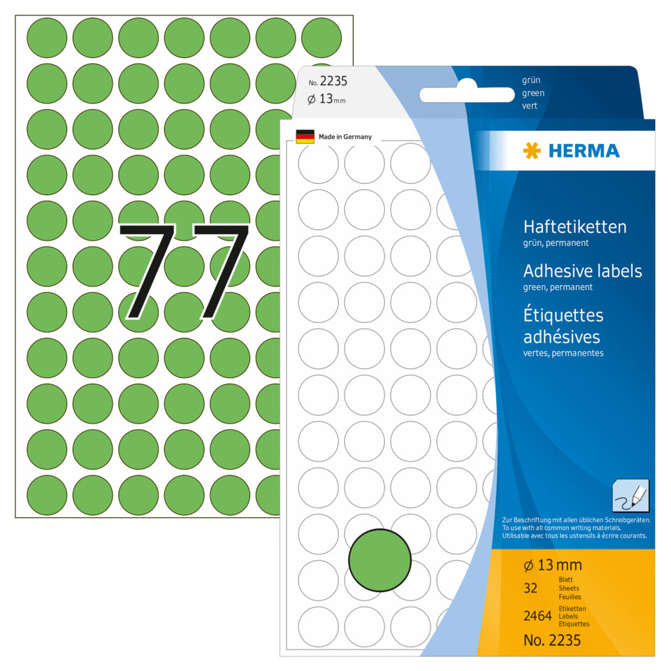Adhesive labels, Grüne Aufkleber, Rundsiegel, Etikettenblatt, Klebeetiketten