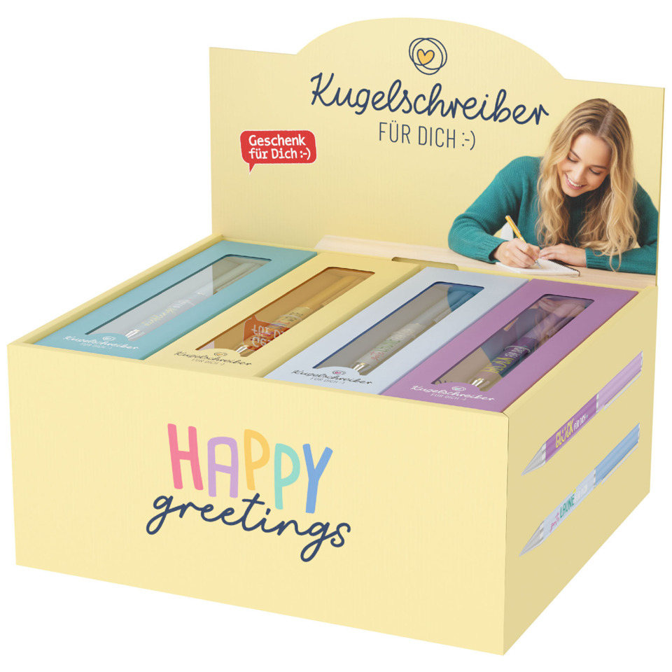 Kugelschreiber, Schreibset, Pastellfarben, Transparent-fenster, Happy greetings