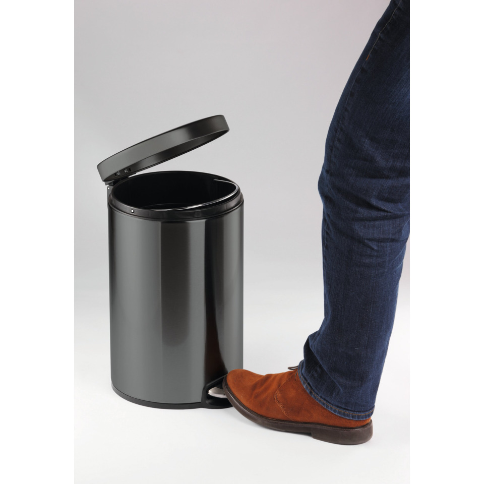 Abfalls bin, Mülleimer, Schwarz, Metall, Pedalbetätigung