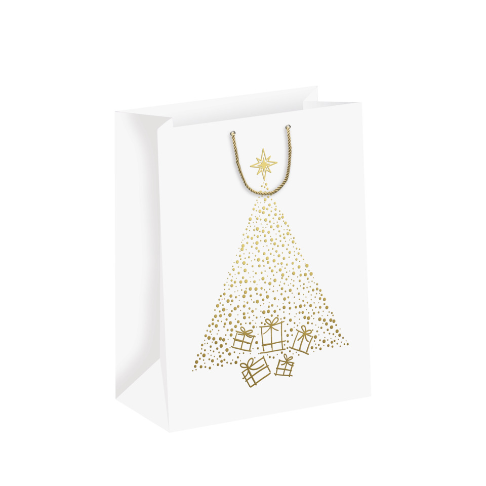 Geschenktüte, Weihnachtsbaum, Gold, Pünktchenmuster, Geschenke