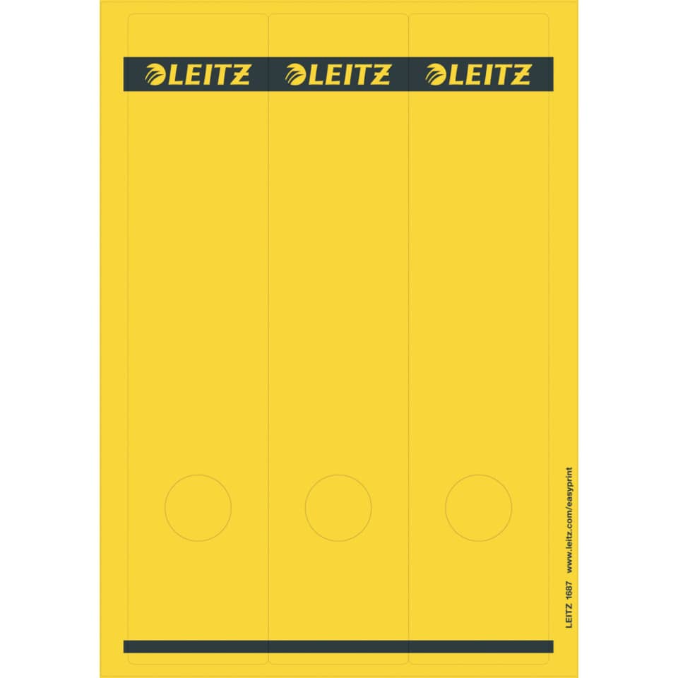 Ordnerrückenschild selbstklebend, 62 x 285 mm, breit/lang, 75 Stück, gelb  ~~OEM~ LEITZ 1687-00-15