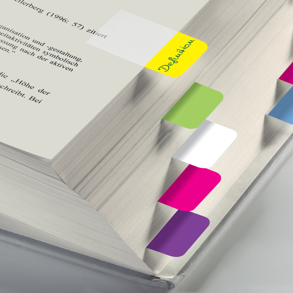 Ordner, Notizbuch, Tabs, bunte Seitenmarkierer, Lesezeichen, Buch, Buchrücken, Registerkarten, Tabs, Blickfang-Farbtags