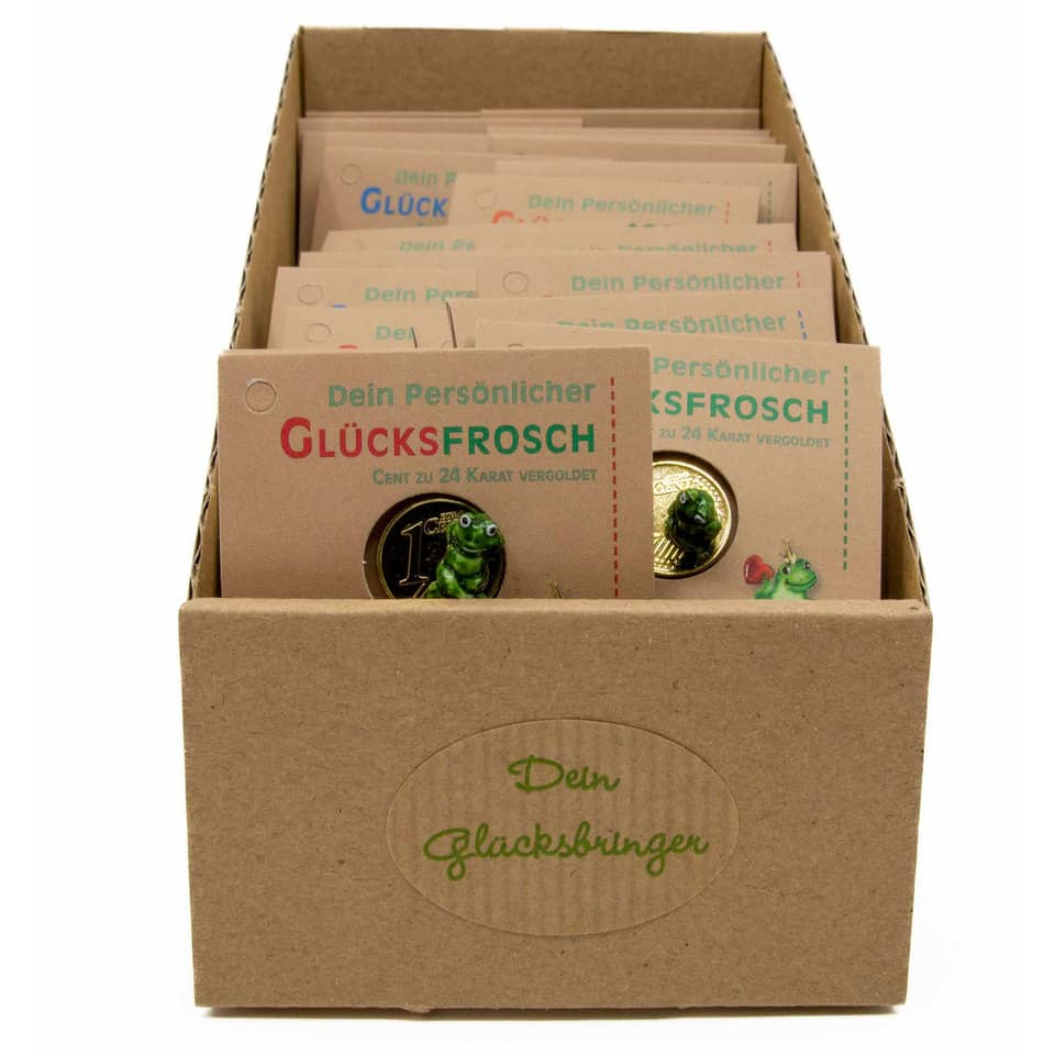 GlücksFrosch, Glücksfrosch, Papierverpackung, Box, Münzen