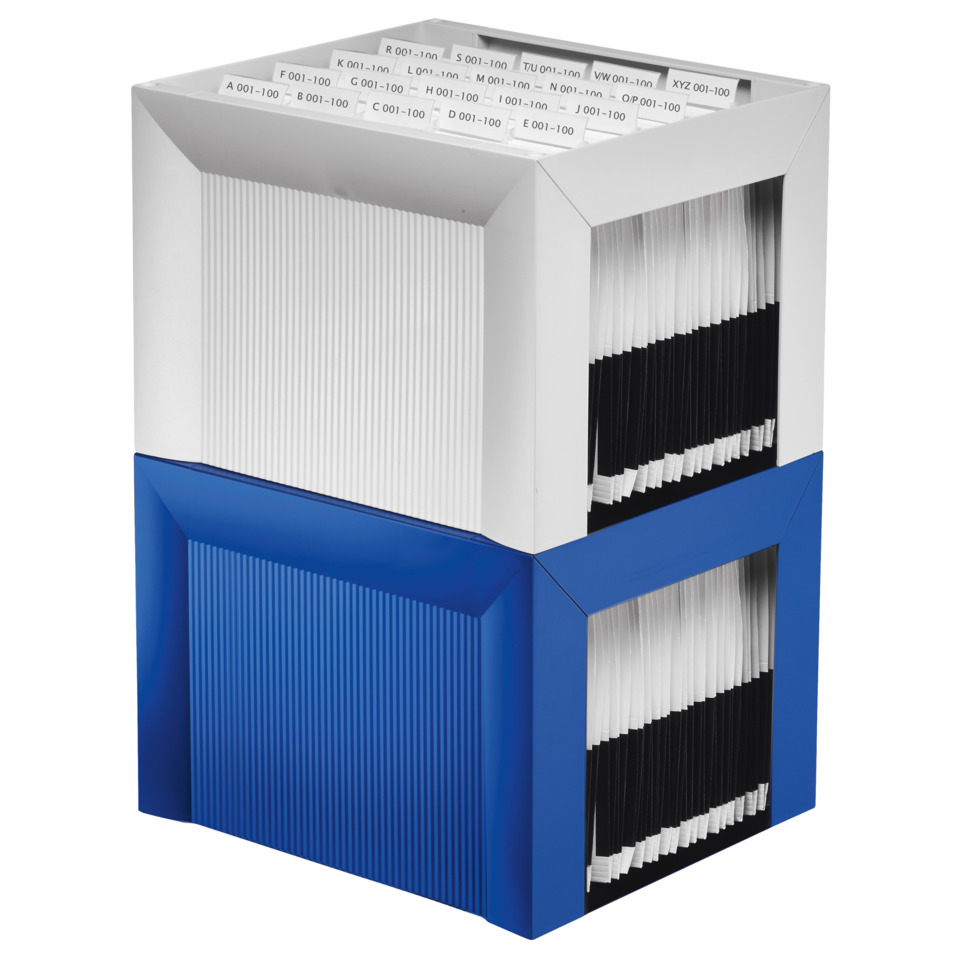 A4 Dateiposten, Kartenablage, Registerkarten, Vertikale Fächer, Blau-weiß