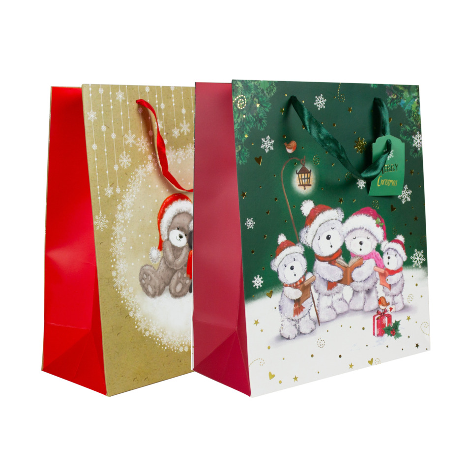 Geschenkbeutel, Geschenktüten, Weihnachten, Tiere, Schneemotiv