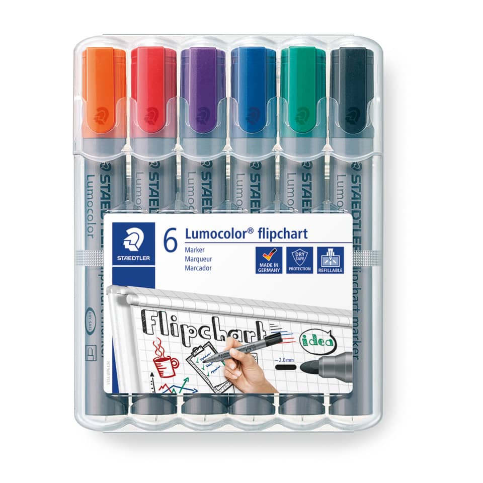 Marker, LumoColor, Flipchart, Wandmarker, 6er Pack