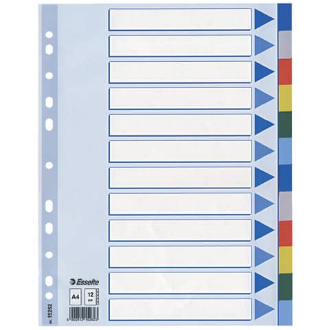 Plastikregister Blanko, A4, PP, 12 Blatt, farbig ESSELTE 15262