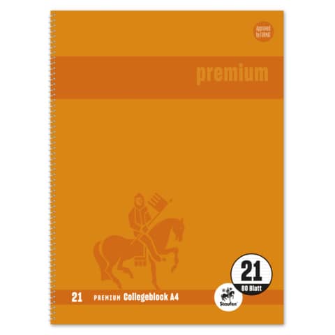 Collegeblock, A4, 90g/m², 80 Blatt, Lin.21, liniert, orange STAUFEN PREMIUM 734451377