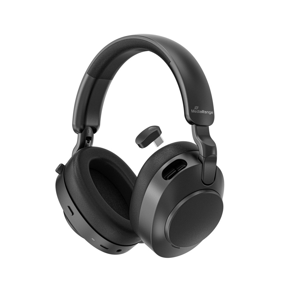 Kopfhörer, Over-Ear, drahtlos, Schwarz, Mikrofonarm