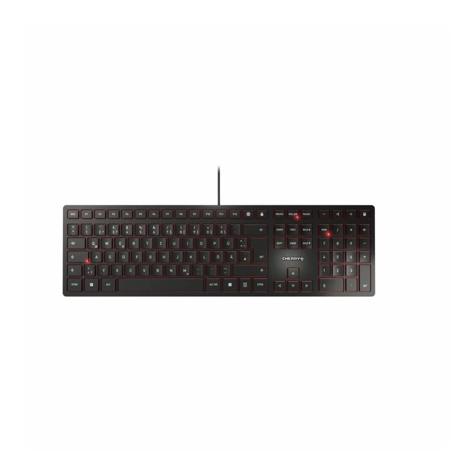 Tastatur, verkabelt, schwarz, roter Hintergrundbeleuchtung, vollständige Größe