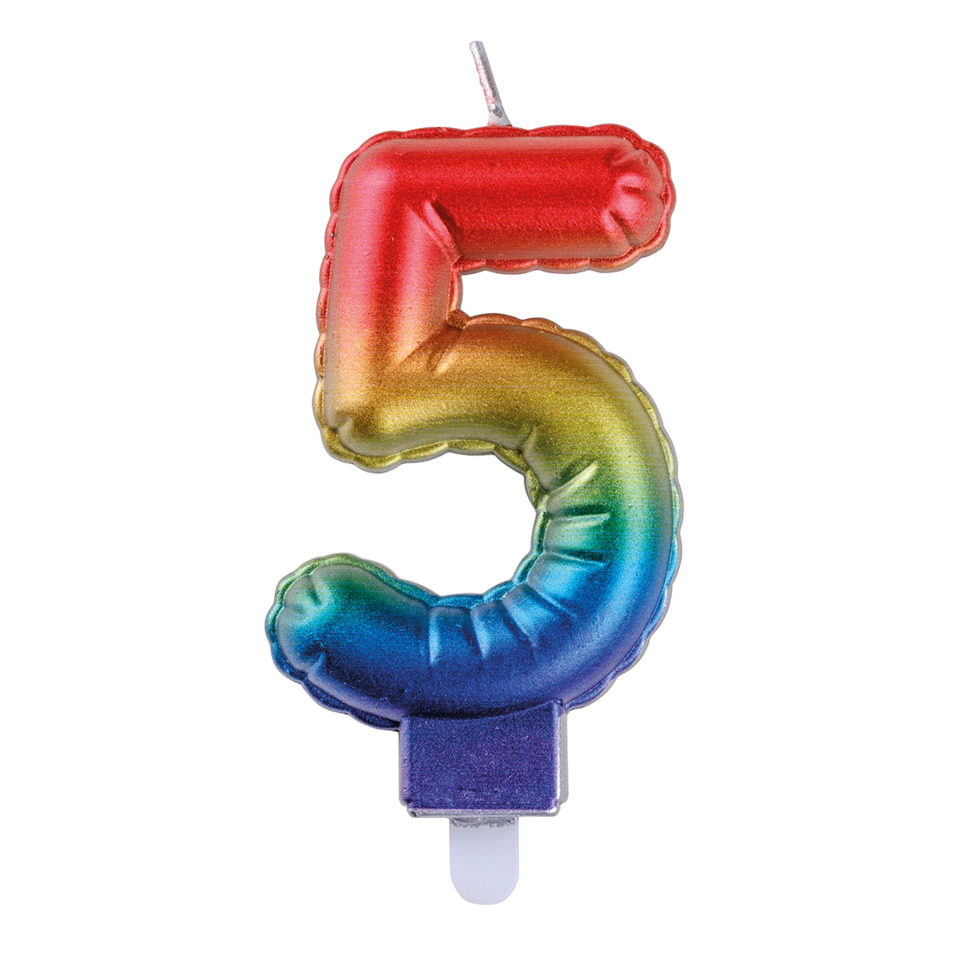 Zahl5, Luftballon, Kuchenkerzen, Mehrfarbig, Schriftzug45