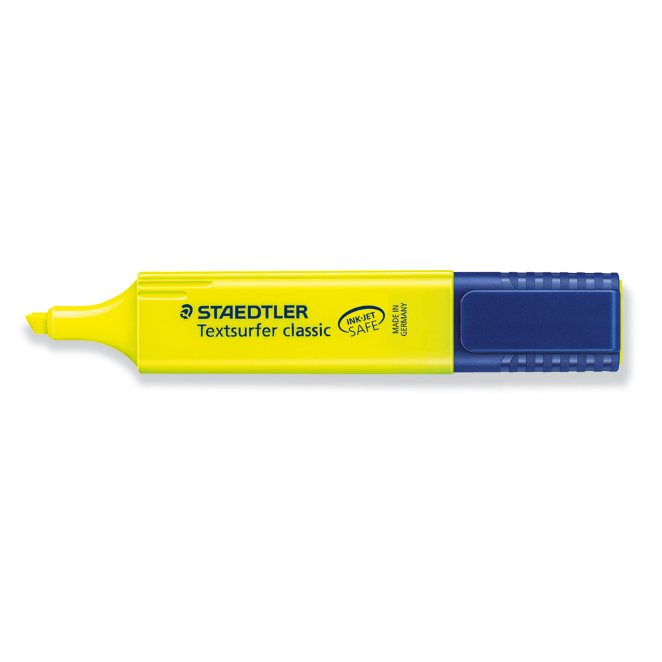 Highlighter, Marker, Textmarker, Gelb, Blauer Deckel