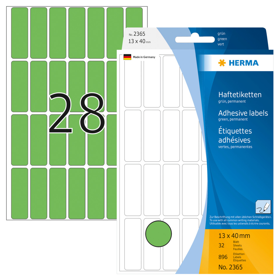 Etiketten, Haftetiketten, Klebepunkte, Grün, Blatt 13 x 40 mm, adhesive labels, Labels Blätter, grüne Etiketten, rechteckige Etiketten, Blattetiketten