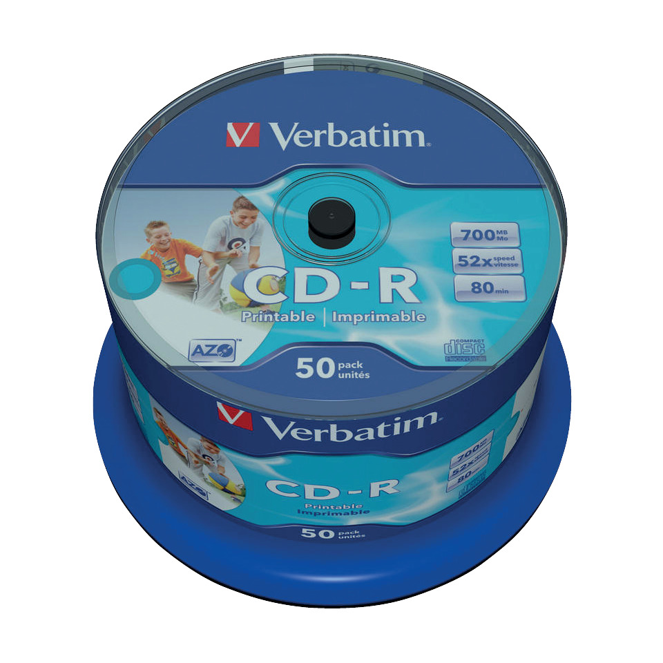 CD-R, Printable, Verbatim, 50-pack, Discs