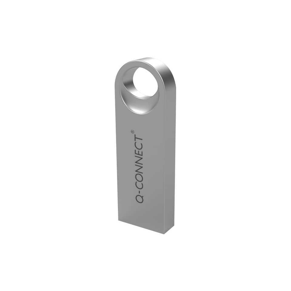 USB-Stick, Q-Connect, Metall, Schwarz, Ringloch