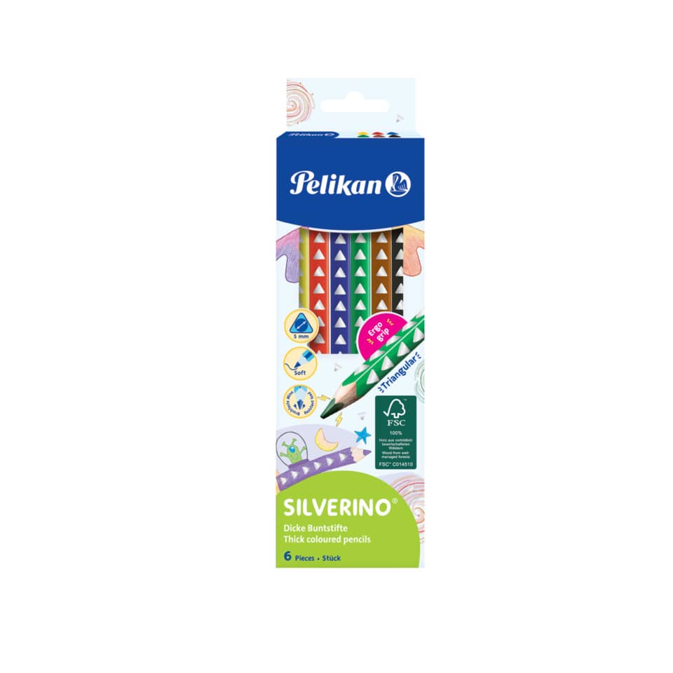 Buntstifte, Wachsmalkreiden, Dreieckform, Dicke Farbbleistifte, SILVERINO