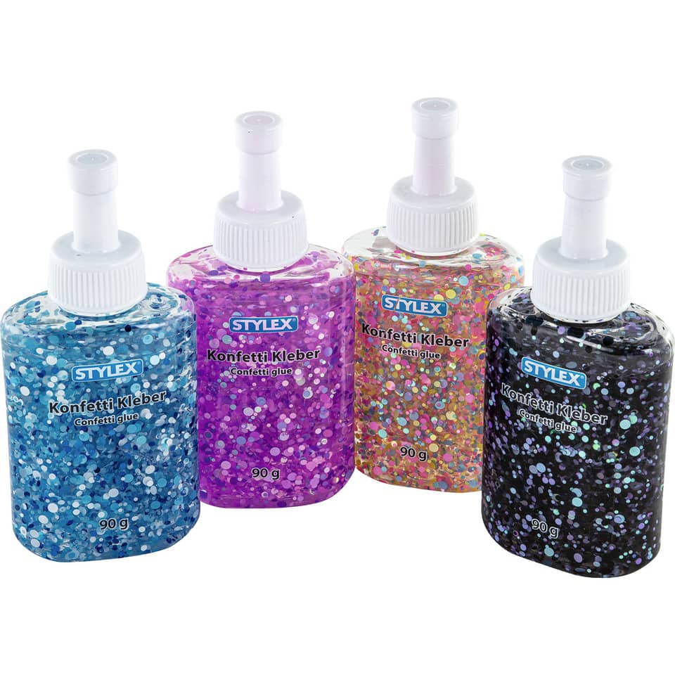 Konfetti Kleber, Glitzerkleber, Kleberflasche, 90 g, Stylex