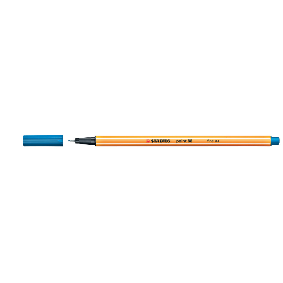 Tintenstift, Marker, feine 0.4, oranges Gehäuse, blauer Deckel