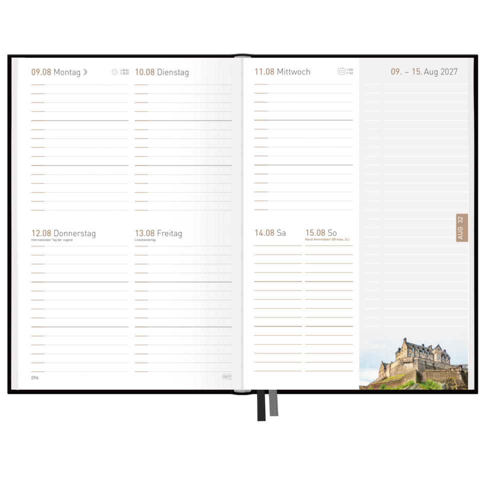  offenes tagebuch, Planer, Kalender, wochenplaner, horizontale linien