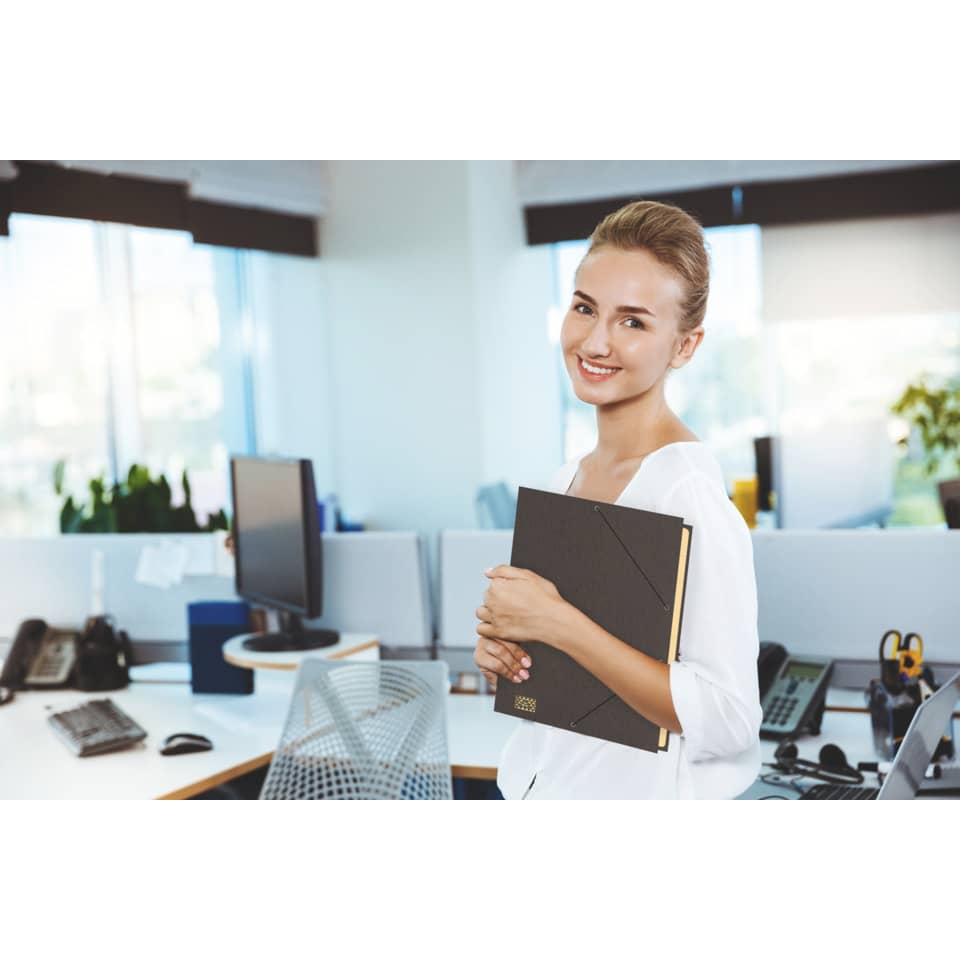 Büro, Frau, Notizbuch, Unterlagen, Arbeitsplatz