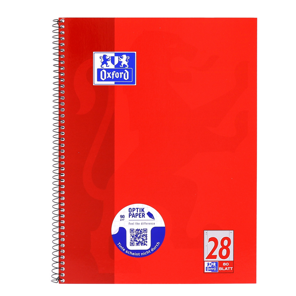 Notizbuch, Spiralbindung, Oxford, Kladde, A4, spiral notebook, rote Abdeckung, Oxford, A5?, linierte Seiten