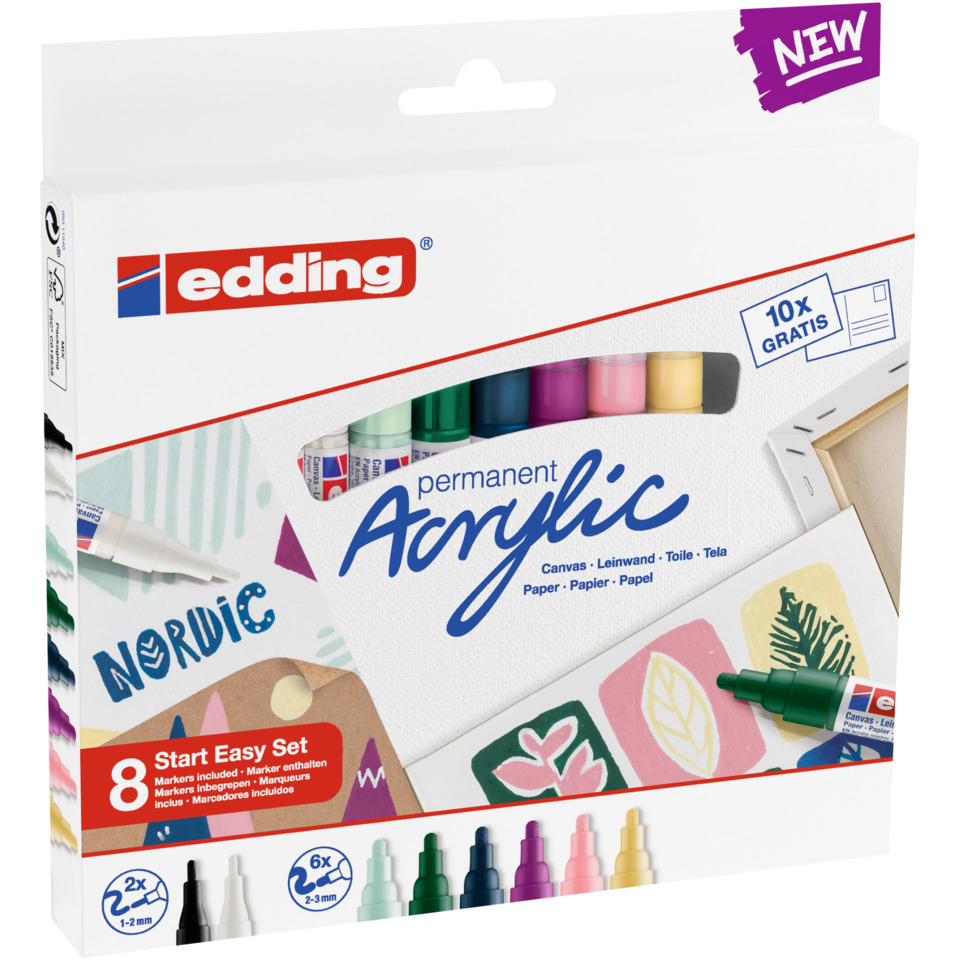 Acrylicfarben, Leinwandmalerei, Kinderfreundliches Set, Verschiedene Farben, Marker enthalten, Acrylfarben, Leinwandfarben, Nordic Set, Farbmarker, Malmwandelset