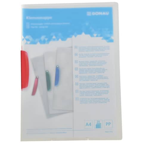 Clip-Mappe, A4, 40 Blatt, PP, rot DONAU 8557190-04