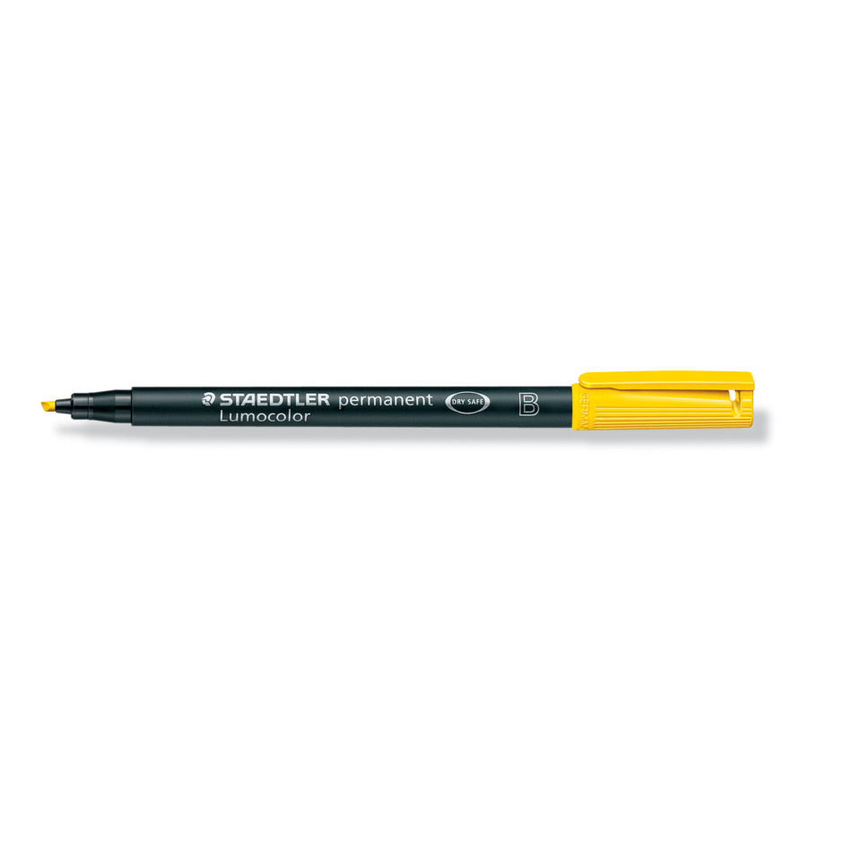 Permanentmarker, Lumocolor, feiner punkt, gelber deckel, schwarzer körper