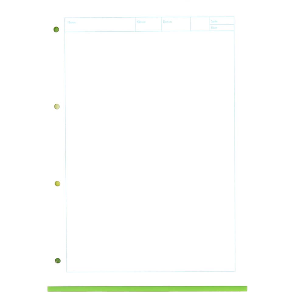 A4-Blatt, Klemmbinder, Linienlayout, Papierblock, Grün