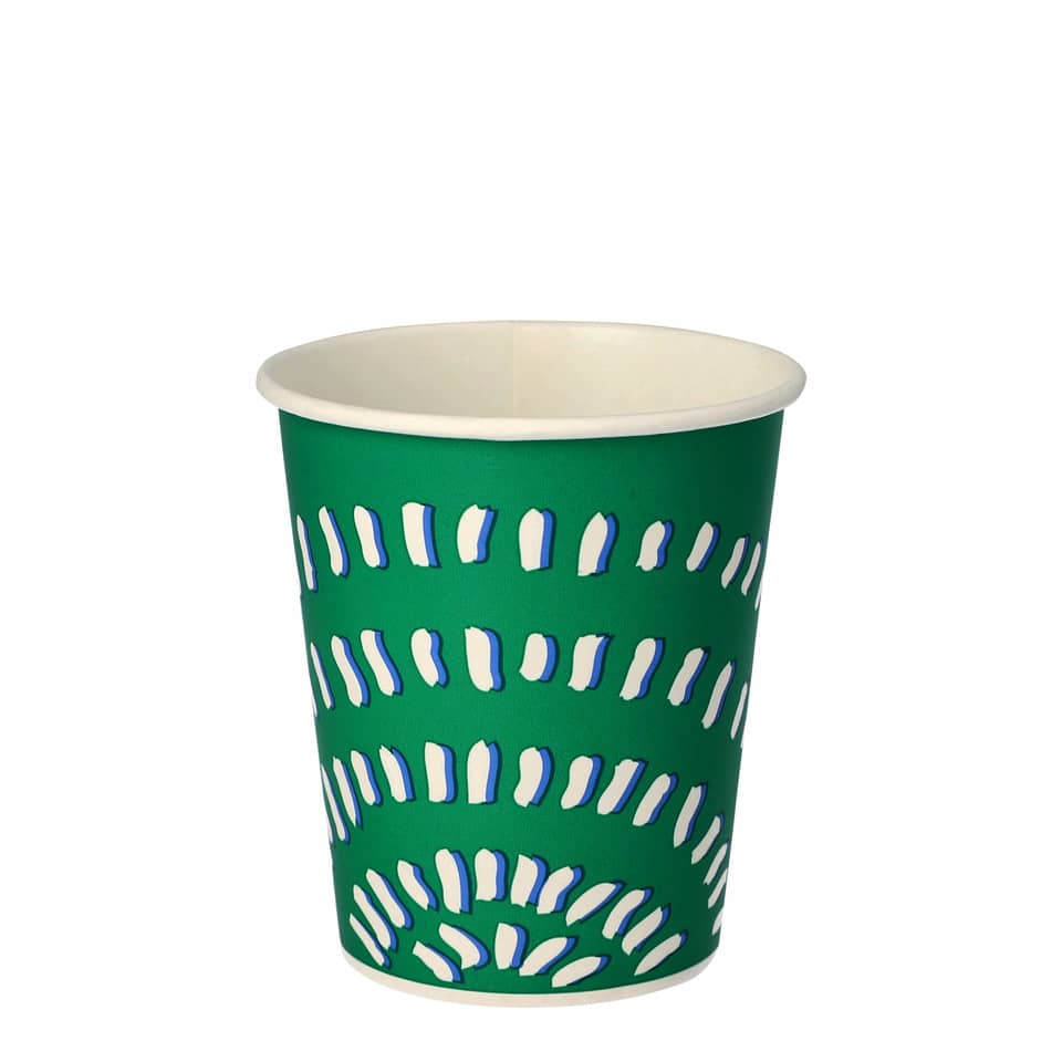 Becher, Pappe, Grün, Mustermotiv, Kaffeebecher