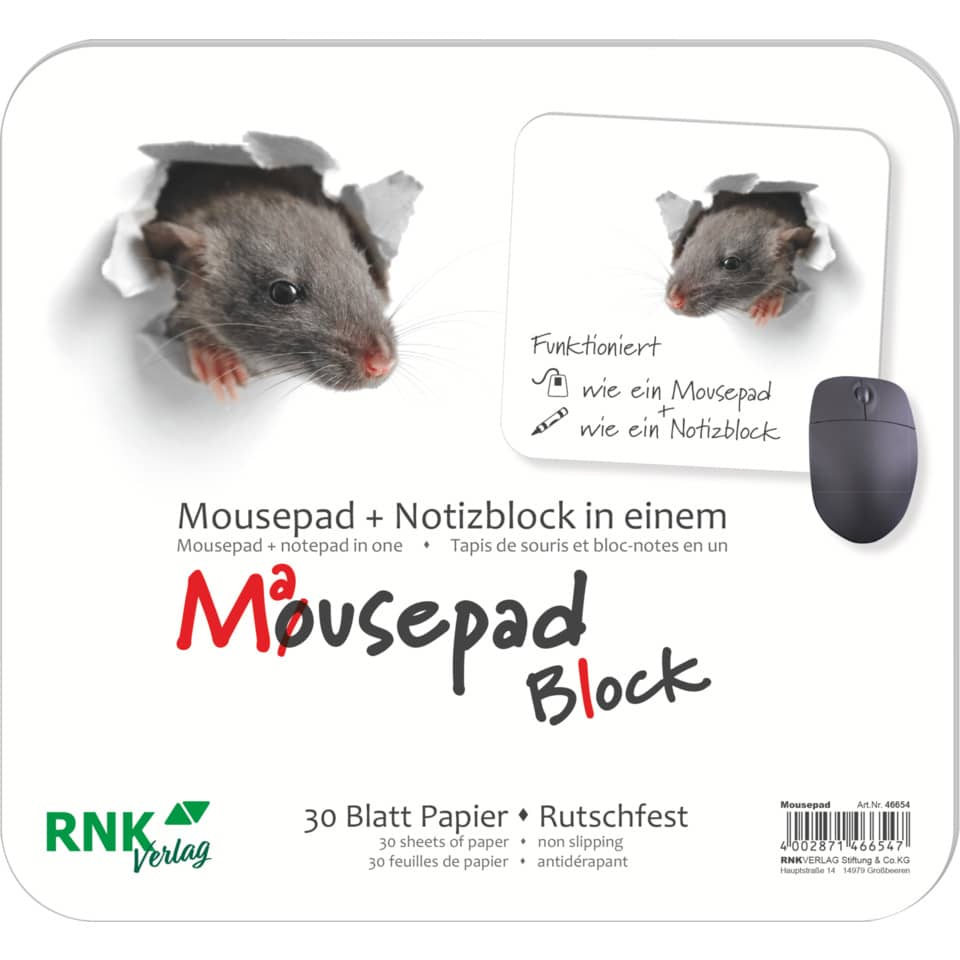 Mauspad, Notizblock, Schreibset, Papiertafel, Rutschfest