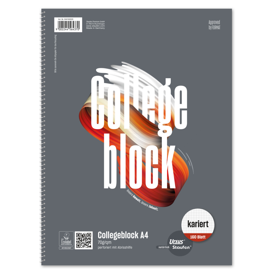 Notizbuch, Spirale, A4, Karton, Grau