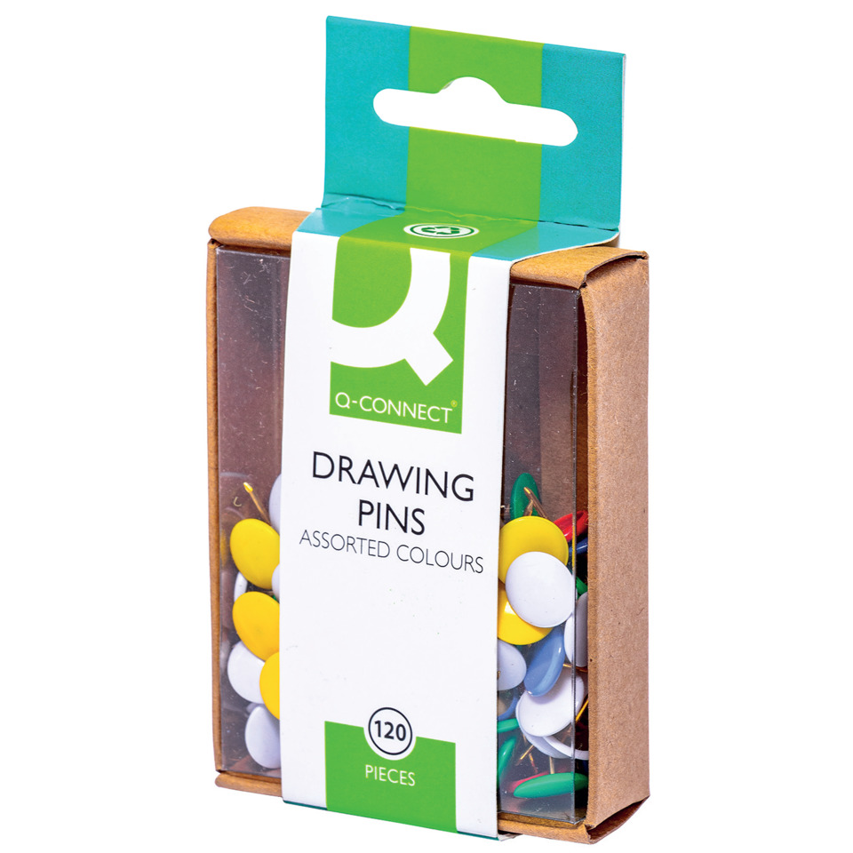 Drawing pins, Verschiedene Farben, 120 Stück, Reißnägel, Kartonbox