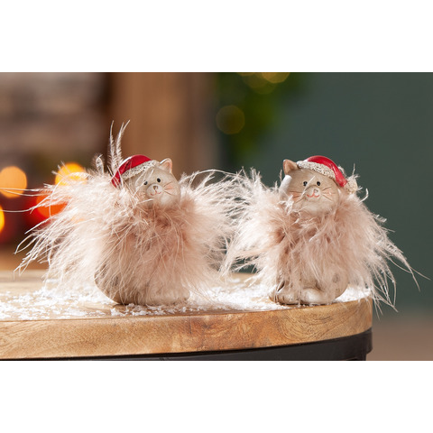 Weihn.Figur Katze braun sortiert GILDE 57757 5x3,5x7,5cm
