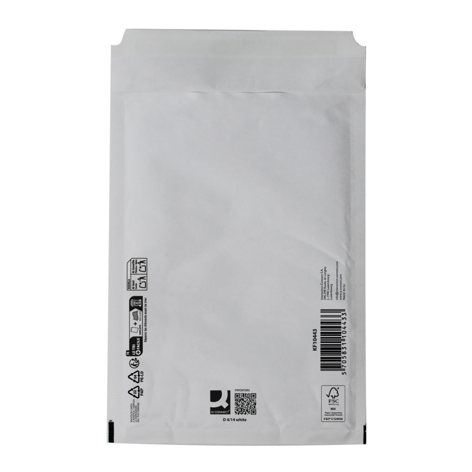 weiße gepolsterte Umhüllung, Packaging, Versandtasche, Poly-Mailer, Barcode-Beschriftung