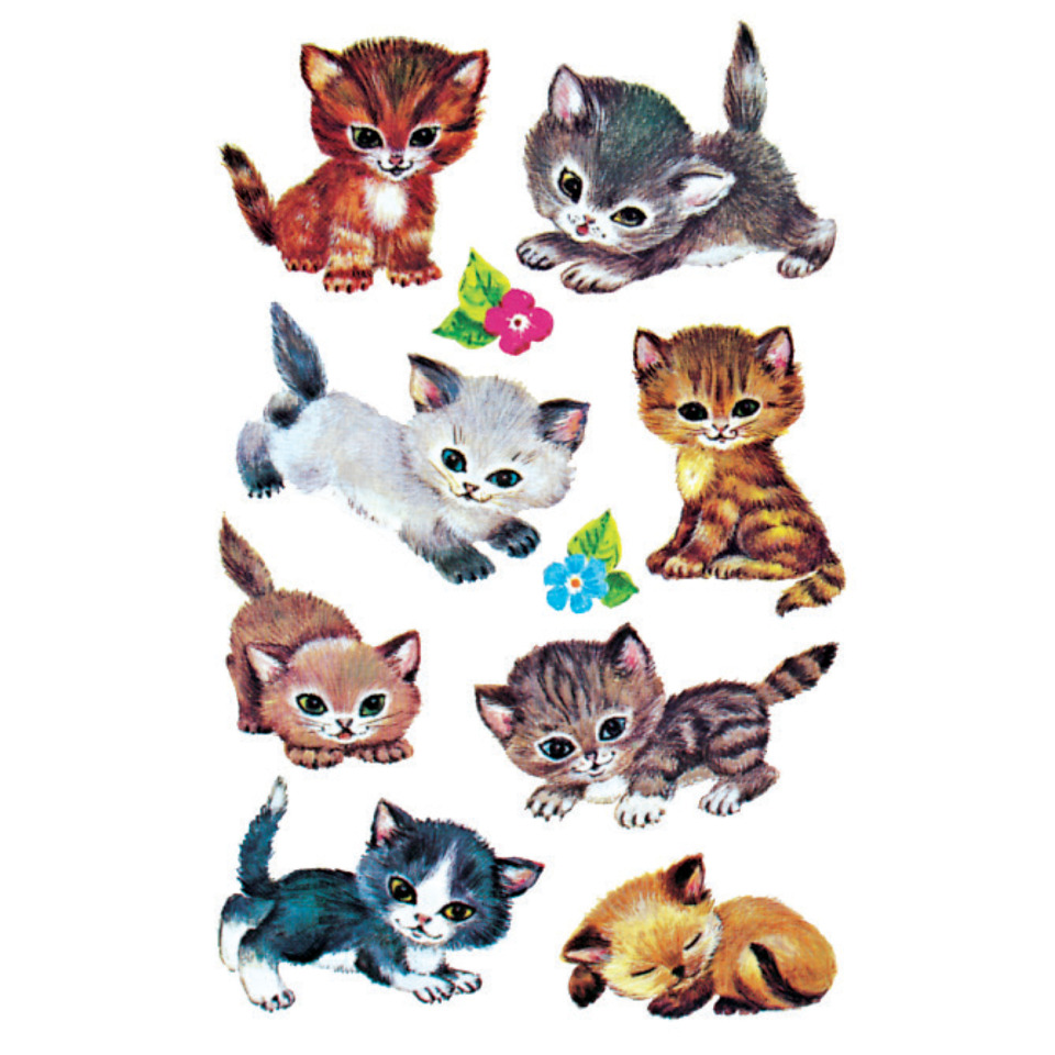 Katzen, Kätzchen, Kittenglück, Tierische Figuren, Blumen