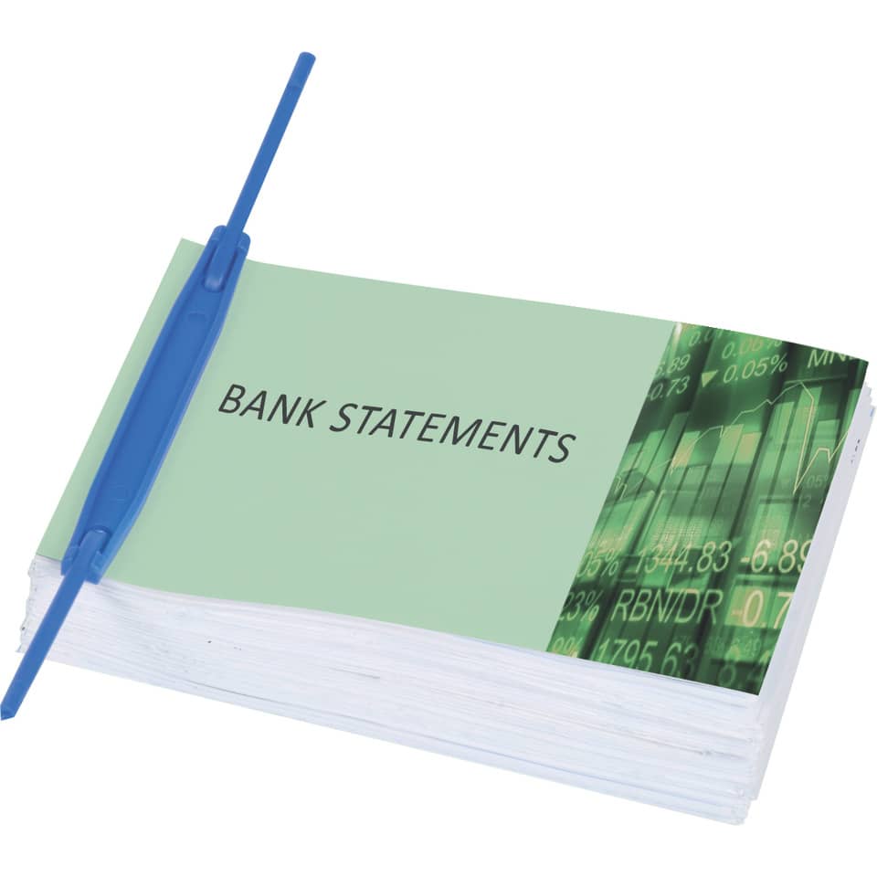 Bank statements, Dokumentenvordrucke, Spiralbindung, Blauer Stift, Finanzunterlagen