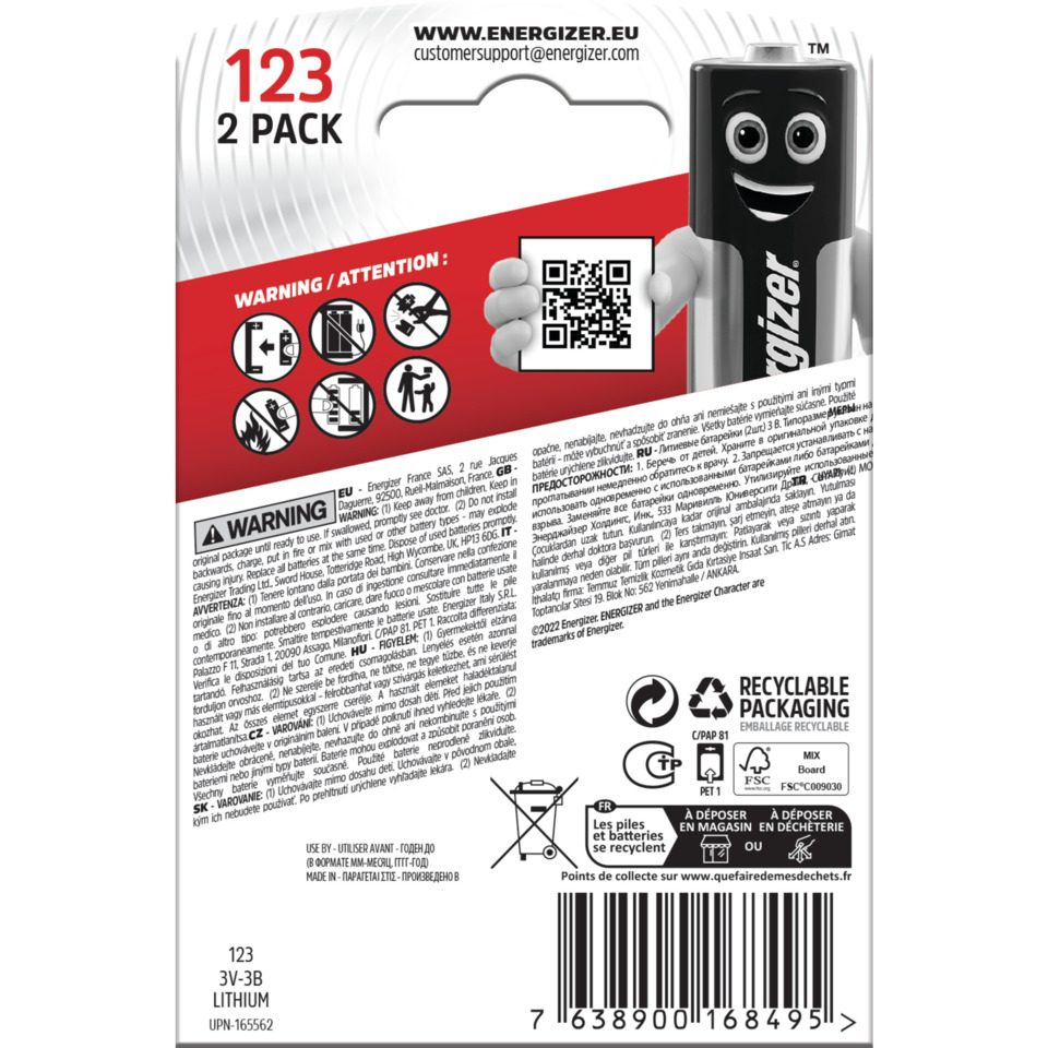 AA-Batterie, Lithium, 3V, 2er Pack, Verpackung recycelbar