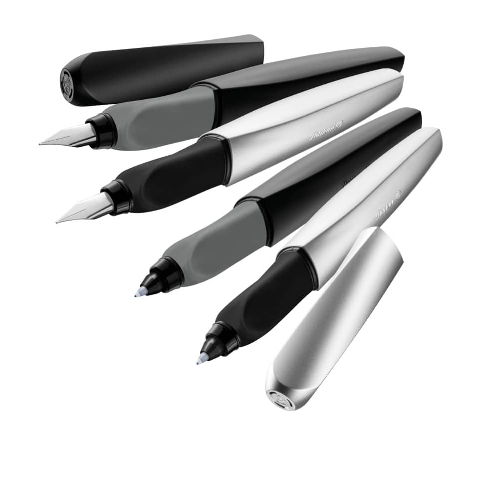Fountain pen, Nib, Metal body, Black grip, Capless pen