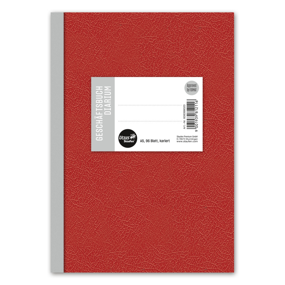 Notizbuch, rote Deckfolie, Kunstleder, A5 Format