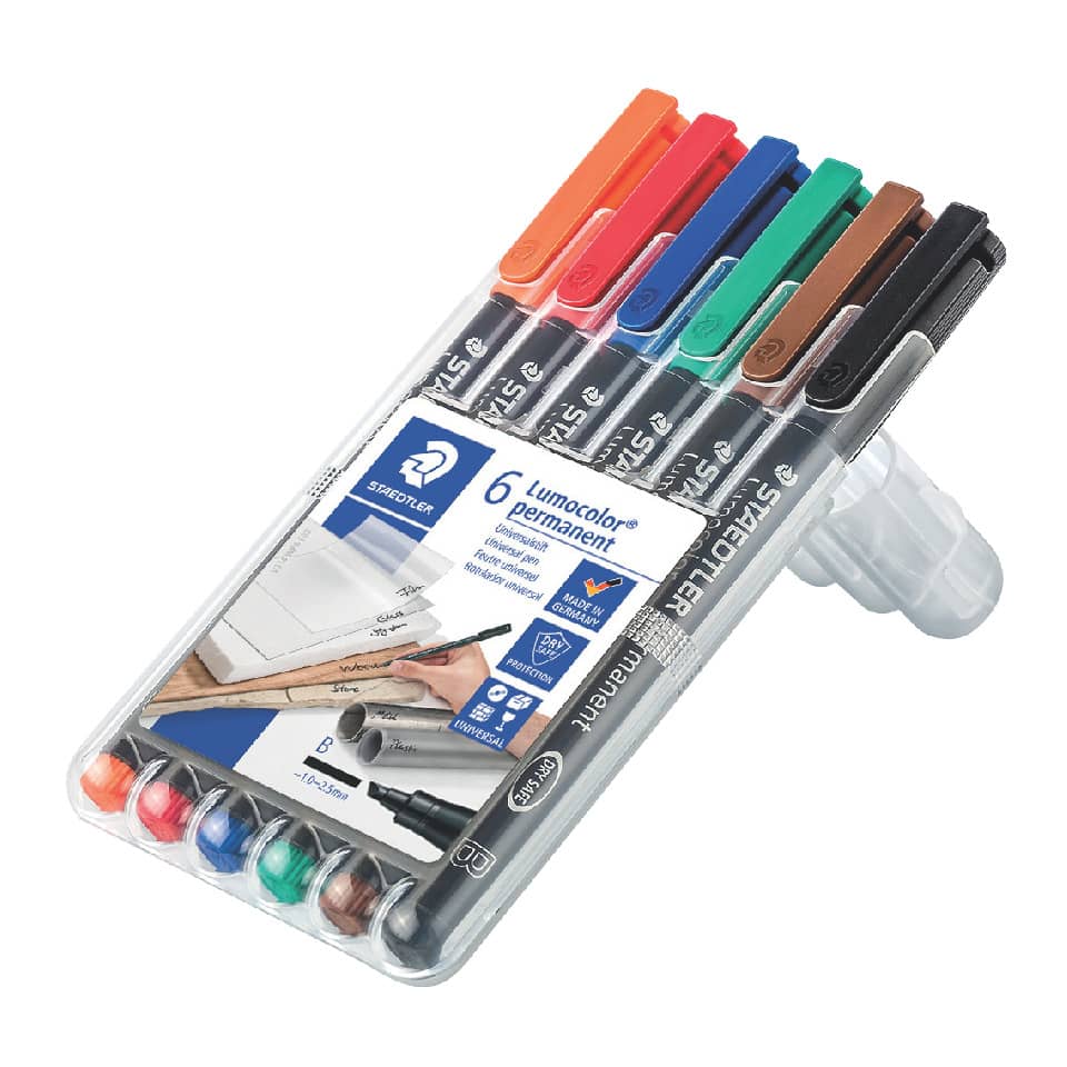 Markerstifte, Permanentmarker, 12-Farben-Set, Feine Spitze, Kunststoffetui