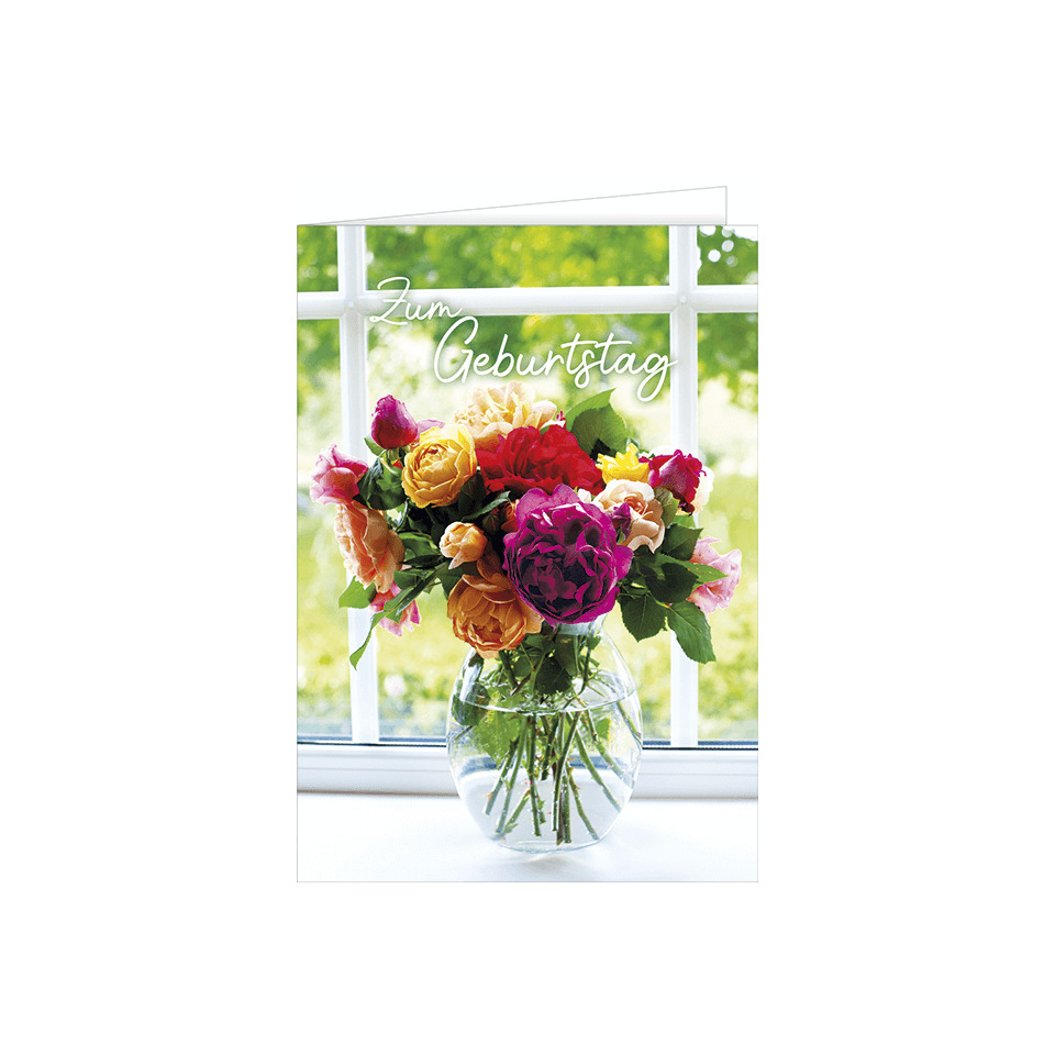 Blumenstrauß, Vase, Rosen, Vielfalt, Fensteraufnahme