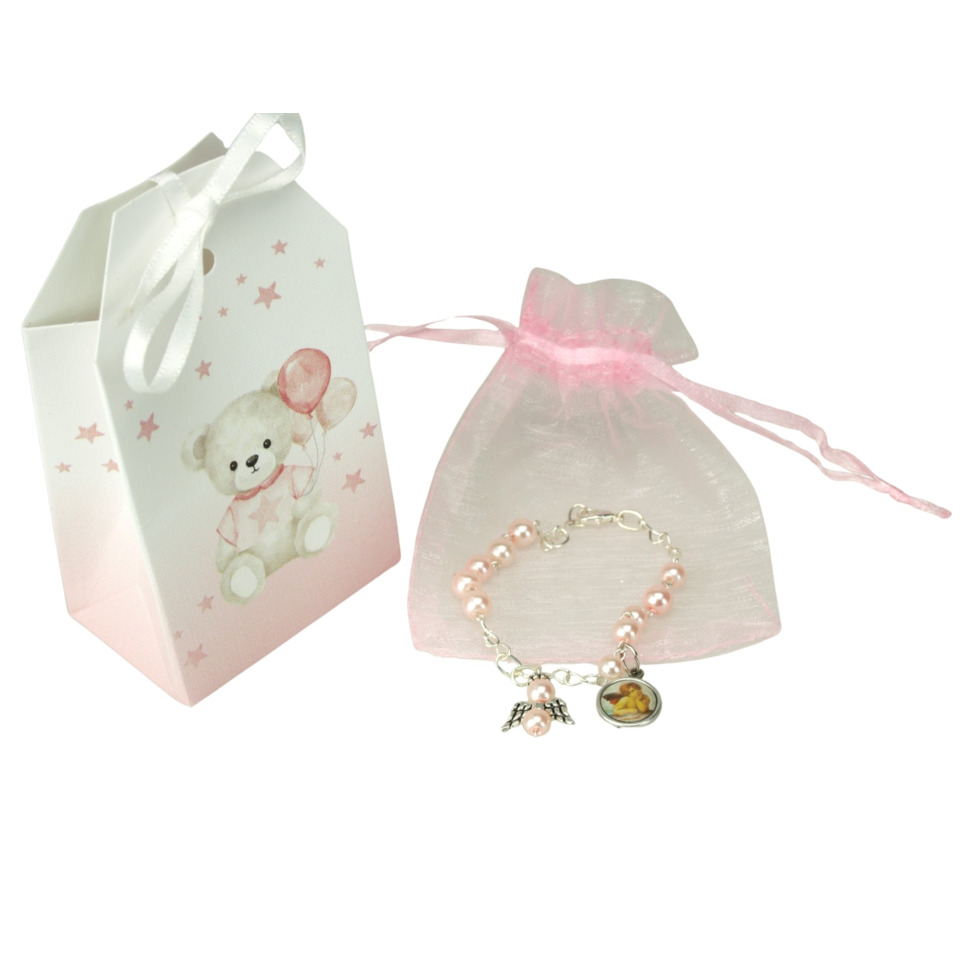 Schmuck, Armband, Perlen, Rosa, Geschenketüte