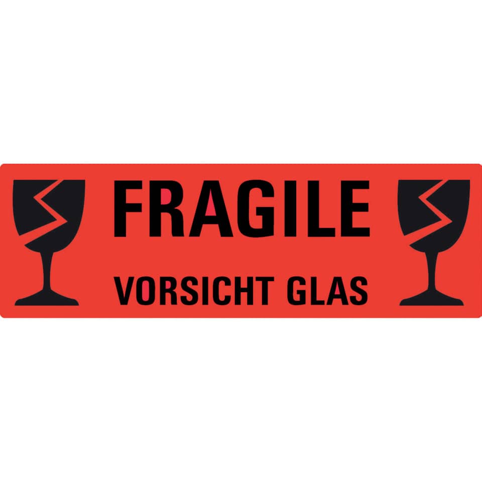 fragile, gläser, rote etikette, warnhinweis, verpackung
