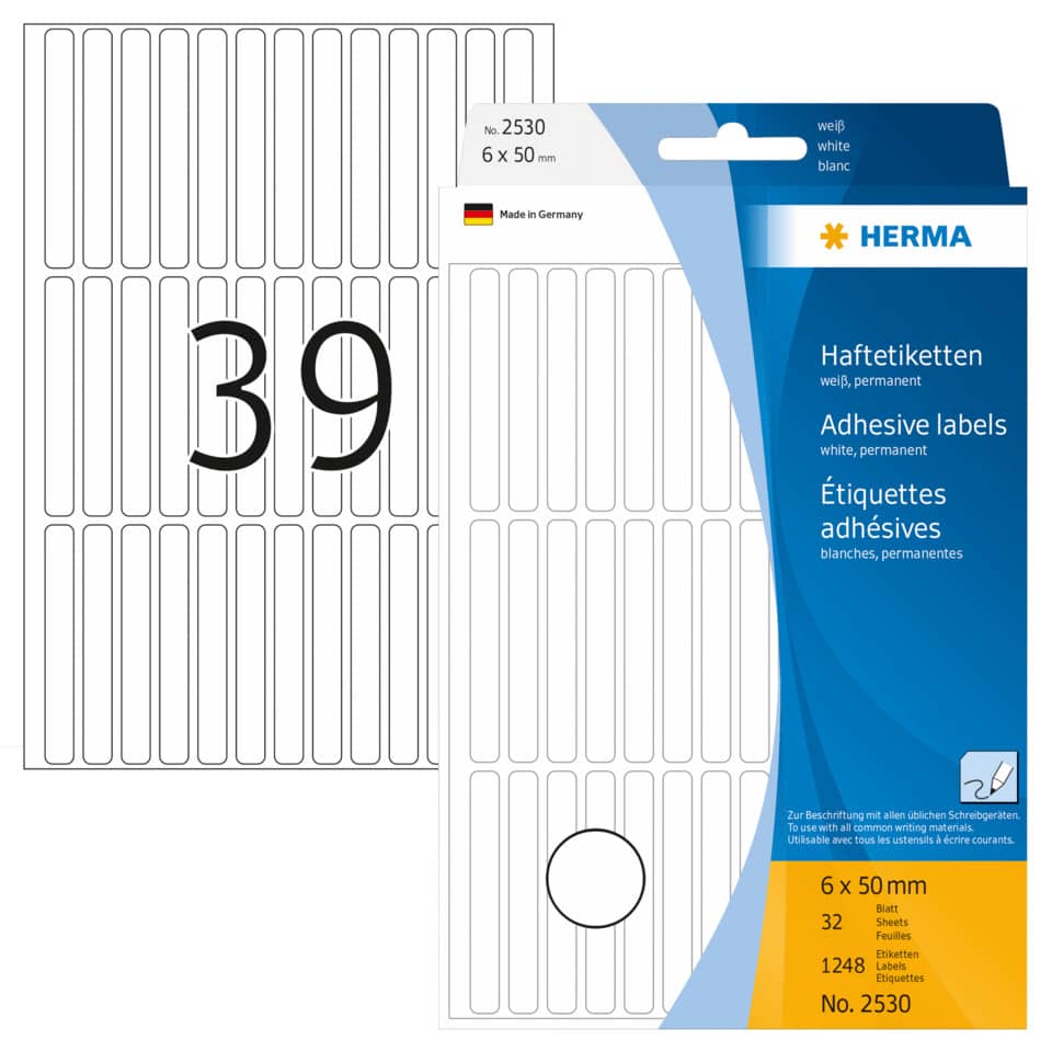 Haftetiketten, Aufkleber, Klebeblätter, Klebeetiketten, Etiketten 6x50mm
