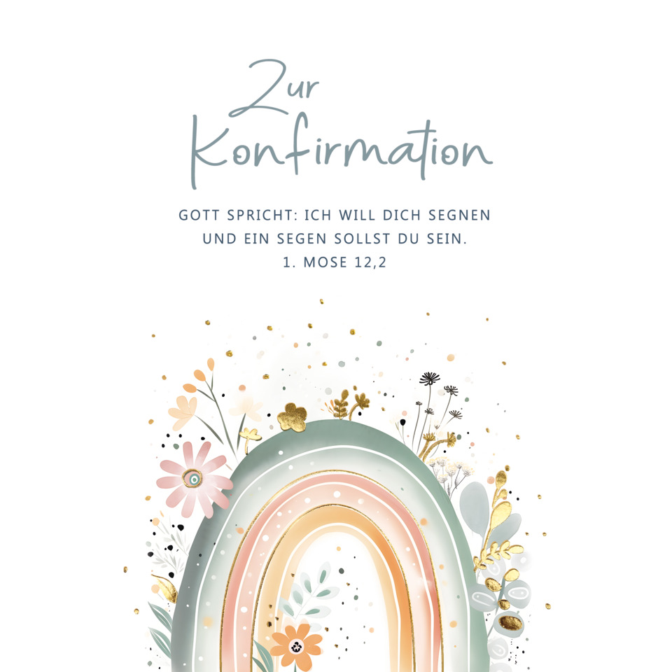 Regenbogen, Blumen, Florales Muster, Pastellfarben, Dekorationskarte