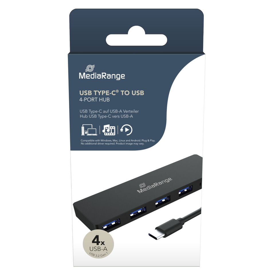 USB-C Hub, 4-Port, USB-A, Mehrport, Hub