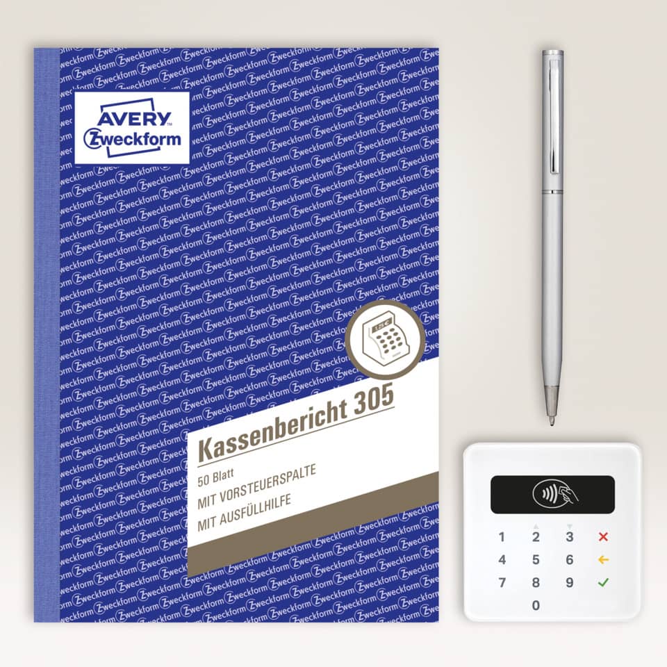 Ordner, Kassenbericht, Notizblock, Blau, Feder